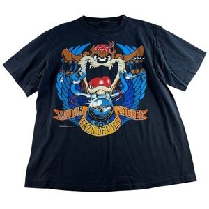 Vtg 90s XL Motorcycles Taz Tazs Devils Shirt Black Single Stitch Biker Grunge